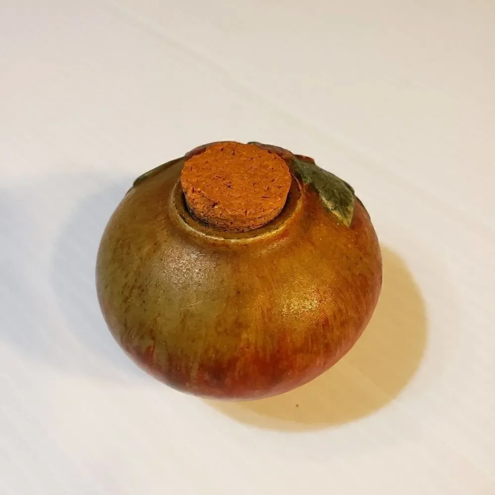 Vintage Handpainted Pottery cork lid Stash Jar Pot